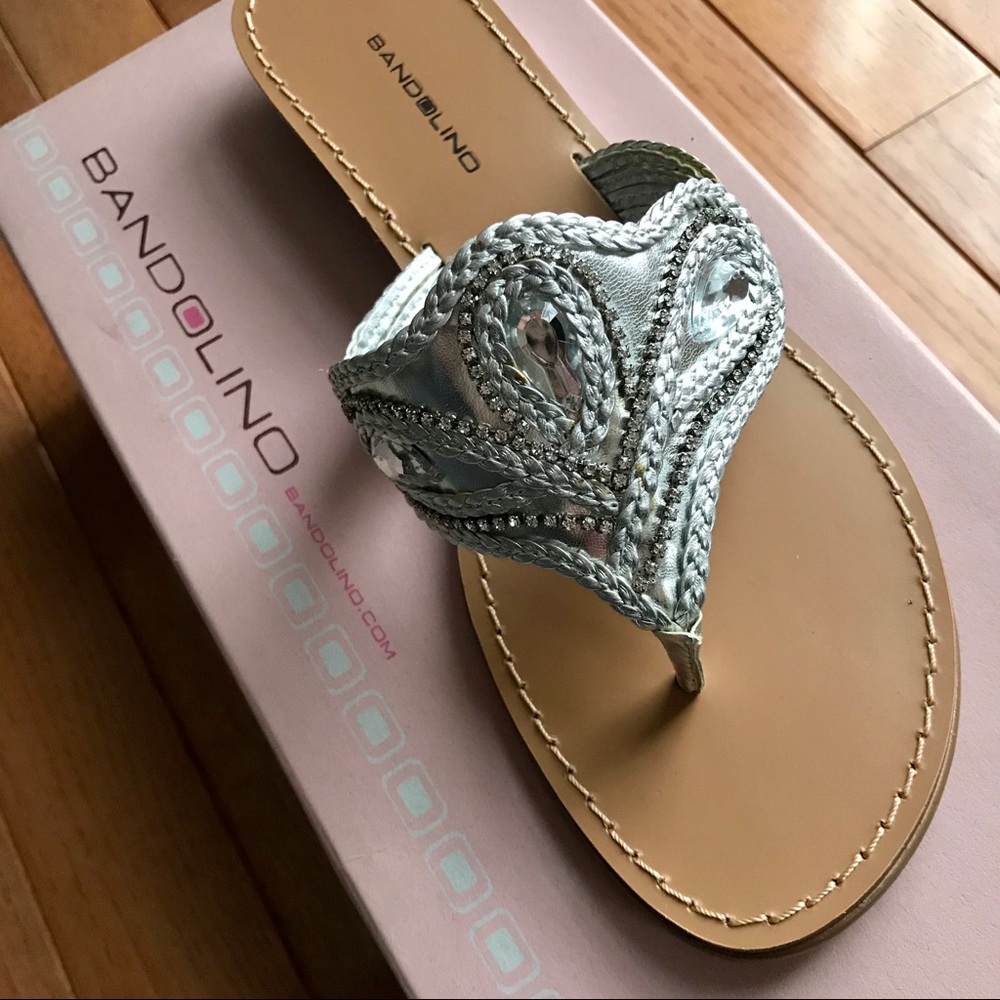 NWT/NIB Bandolino Beller7 Silver Beaded Sandal